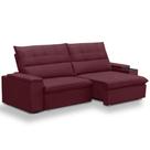 Sofá Retrátil Reclinável Para Sala 4 Lugares 270cm Niels F04 Veludo Vermelho - Lyam Decor