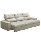 Sofá Retrátil Reclinável Para Sala 4 Lugares 290cm Aires F04 Veludo Bege - Lyam Decor