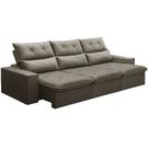 Sofá Retrátil Reclinável Para Sala 4 Lugares 290cm Aires F04 Veludo Marrom Claro - Lyam Decor