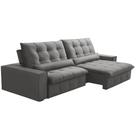 Sofá Retrátil Reclinável Para Sala 4 Lugares 290cm Curie F04 Veludo Cinza Claro - Lyam Decor