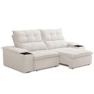Sofá Retrátil Reclinável Para Sala de Estar Living 210cm Ártico F04 Bouclê Off White - Lyam Decor