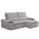 Sofá Retrátil Reclinável Para Sala de Estar Living 210cm Ártico F04 Veludo Cinza - Lyam Decor