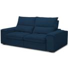 Sofá Retrátil Reclinável Para Sala De Estar Living 210cm Nápoles F04 Veludo Azul - Lyam Decor