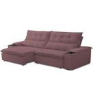 Sofá Retrátil Reclinável Para Sala De Estar Living 230cm ártico F04 Veludo Lilás - Lyam Decor