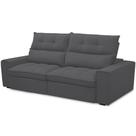 Sofá Retrátil Reclinável Para Sala De Estar Living 230cm Dimas F04 Bouclê Grafite