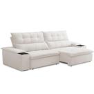 Sofá Retrátil Reclinável Para Sala de Estar Living 250cm Ártico F04 Bouclê Cru - Lyam Decor