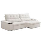 Sofá Retrátil Reclinável Para Sala de Estar Living 250cm Ártico F04 Bouclê Off White - Lyam Decor