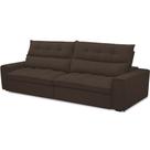 Sofá Retrátil Reclinável Para Sala de Estar Living 250cm Dimas F04 Veludo Marrom - Lyam Decor