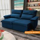 Sofá Retrátil/Reclinável Paris 1,80m Suede Velut Azul Marinho c/ Molas no Assento - King House Sofá Retrátil/Reclinável Paris 1,80m Suede Velut Azul Marinho c/ Molas no Assento - King House