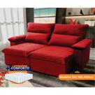 Sofá Retrátil Reclinável Paris 1,80m Suede Velut Vermelho Molas Ensacadas - King House Sofá Retrátil Reclinável Paris 1,80m Suede Velut Vermelho Molas Ensacadas - King House