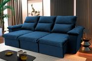 Sofá Retrátil/Reclinável Paris 2,30m Suede Velut Azul Marinho c/ Molas no Assento - King House Sofá Retrátil/Reclinável Paris 2,30m Suede Velut Azul Marinho c/ Molas no Assento - King House