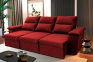 Sofá Retrátil/Reclinável Paris 2,30m Suede Velut Vermelho c/ Molas no Assento - King House Sofá Retrátil/Reclinável Paris 2,30m Suede Velut Vermelho c/ Molas no Assento - King House