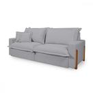 Sofá Retrátil Reclinável Sem Caixa com Molas Ensacadas no Assento Tecido Linho Cinza Claro 2,00M