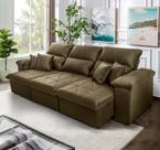 Sofá Retrátil/Reclinável Trento 2,30m Suede Velut Bege c/ Molas no Assento - King House Sofá Retrátil/Reclinável Trento 2,30m Suede Velut Bege c/ Molas no Assento - King House