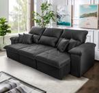 Sofá Retrátil/Reclinável Trento 2,30m Suede Velut Cinza c/ Molas no Assento - King House Sofá Retrátil/Reclinável Trento 2,30m Suede Velut Cinza c/ Molas no Assento - King House