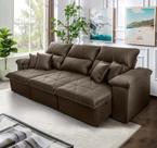 Sofá Retrátil/Reclinável Trento 2,30m Suede Velut Tabaco c/ Molas no Assento - King House Sofá Retrátil/Reclinável Trento 2,30m Suede Velut Tabaco c/ Molas no Assento - King House