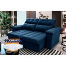 Sofá Retrátil Reclinável Verona 1,50m Suede Velut Azul Molas Ensacadas - King House