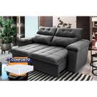 Sofá Retrátil Reclinável Verona 1,50m Suede Velut Cinza Molas Ensacadas - King House