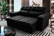 Sofá Retrátil/Reclinável Verona 1,80m Suede Velut Preto c/ Molas no Assento - King House