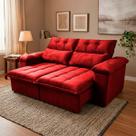 Sofá Retrátil/Reclinável Verona 1,80m Suede Velut Vermelho c/ Molas no Assento - King House