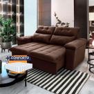 Sofá Retrátil Reclinável Verona 2,00m Suede Velut Marrom Molas Ensacadas - King House