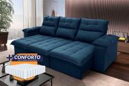 Sofá Retrátil Reclinável Verona 2,30m Suede Velut Azul Molas Ensacadas - King House