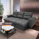 Sofá Retrátil/Reclinável Verona 2,30m Suede Velut Cinza c/ Molas Ensacadas - King House