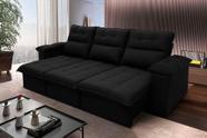 Sofá Retrátil/Reclinável Verona 2,30m Suede Velut Preto c/ Molas no Assento - King House