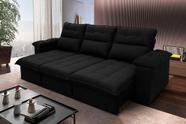 Sofá Retrátil/Reclinável Verona 2,30m Suede Velut Preto c/ Molas no Assento - King House