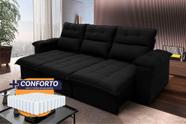 Sofá Retrátil Reclinável Verona 2,30m Suede Velut Preto Molas Ensacadas - King House