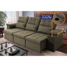 Sofá Retrátil Reclinável Verona USB + Porta Copo 2,30m Suede Velut Tabaco c/ Molas no Assento - King House