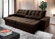Sofá Retrátil/Reclinável Zurique 2,70m Suede Velut Marrom c/ Molas no Assento - King House