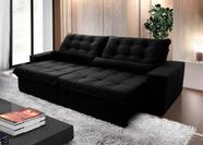 Sofá Retrátil/Reclinável Zurique 2,70m Suede Velut Preto c/ Molas no Assento - King House