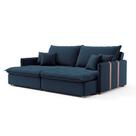 Sofá Retrátil Sem Caixa 3 Lugares Solomons Linho Azul Marinho 230 cm