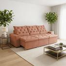 Sofá Retrátil Sunset Design 230m Suede Elegante 3 Lugares com Sistema Reclinável Milão Laranja
