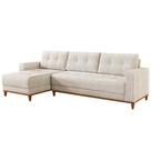 Sofá Rondomóveis R815 Domi com Chaise em espuma D33 no assento 4 Lugares pés madeira maciça bege Sofá Rondomóveis R815 Domi com Chaise em espuma D33 no assento 4 Lugares pés madeira maciça bege