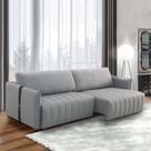 Sofá Sala de Estar Bipartido 220cm Retrátril com Detalhe Lateral em PU Comala Linho Cinza G93 - Gran Belo