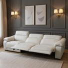 Sofá Sala de Estar Elétrico Reclinável Concepción U076 308cm Modulado Couro Bege Claro G49 - Idea Relax By Natuzzi Group