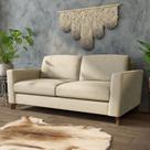 Sofá Sala de Estar Living 3 Lugares 240cm Presley Pés Madeira Veludo Bege G52 - Gran Belo
