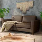 Sofá Sala de Estar Living 4 Lugares 280cm Presley Pés Madeira Couro Capuccino G52 - Gran Belo
