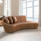 Sofá Sala de Estar Living Design Moderno 250cm com Almofadas Trinity Couro Brilhante Conhaque G93 - Gran Belo