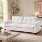 Sofá Sala de Estar Marselha 210cm 3 Lugares Pés em Metal Bouclê Branco M1 - Monari Design