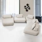 Sofá Sala de Estar Modulado Design Moderno 555cm Pés de Madeira Appa Veludo Bege G93 - Gran Belo