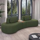 Sofá Sala de Estar Modulado França 302cm com Encosto Articulável Mesa Central e Almofadas Linho Verde G45 - Gran Belo