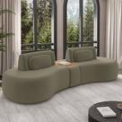 Sofá Sala de Estar Modulado França 302cm com Encosto Articulável Mesa Central e Almofadas Veludo Castor G45 - Gran Belo