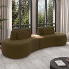 Sofá Sala de Estar Modulado França 302cm com Encosto Articulável Mesa Central e Almofadas Veludo Marrom G45 - Gran Belo