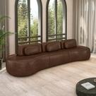 Sofá Sala de Estar Modulado França 326cm Encosto Articulável com Almofadas PU Marrom G45 - Gran Belo Sofá Sala de Estar Modulado França 326cm Encosto Articulável com Almofadas PU Marrom G45 - Gran Belo
