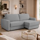 Sofá Sala de Estar Nilo Retratil Manual 210cm 3 Lugares Bouclê Cinza M1 - Monari Design