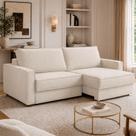 Sofá Sala de Estar Nilo Retratil Manual Bipartido 250cm 4 Lugares Bouclê Off White M1 - Monari Design Sofá Sala de Estar Nilo Retratil Manual Bipartido 250cm 4 Lugares Bouclê Off White M1 - Monari Design