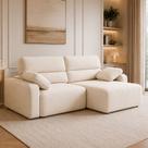 Sofá Sala de Estar Polo Retrátil Reclinável Bipartido 220cm 3 Lugares Bouclê Off White M1 - Monari Design